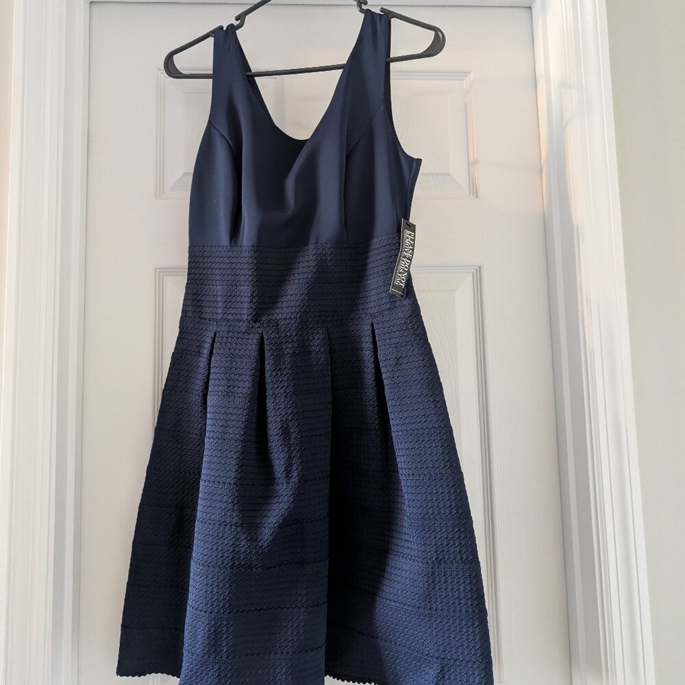 New Dark Blue Fitted & Flare Party Dress